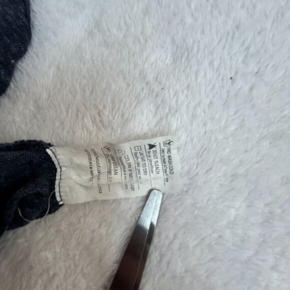 Vince Womens V-Neck Short Sleeve Top Small Linen Heathered Navy Casual Relaxed - Picture 5 of 8